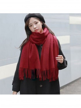 Premium Cashmere Feeling Solid Color Scarf W/ Tassels